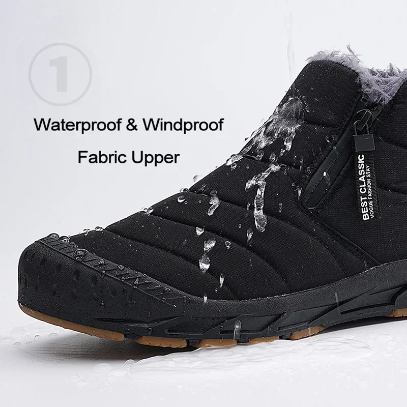 Mens snow boots large-sized warm fur winter mens shoes plush ankle boots unisex outdoor casual sports shoes durable and non slip boots 241126