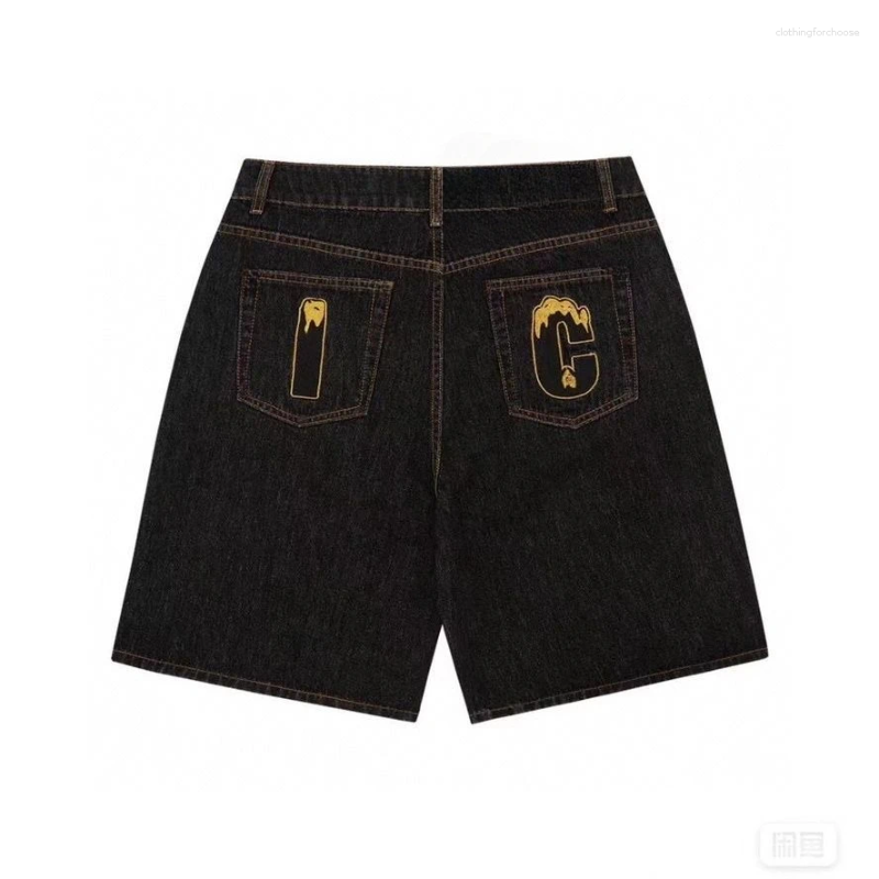 Men's Denim Shorts Hip Hop Style American High Street Trendy Casual Pants Personalized Y2K Dog Printed Three-quarter Pants Sports Streetwear