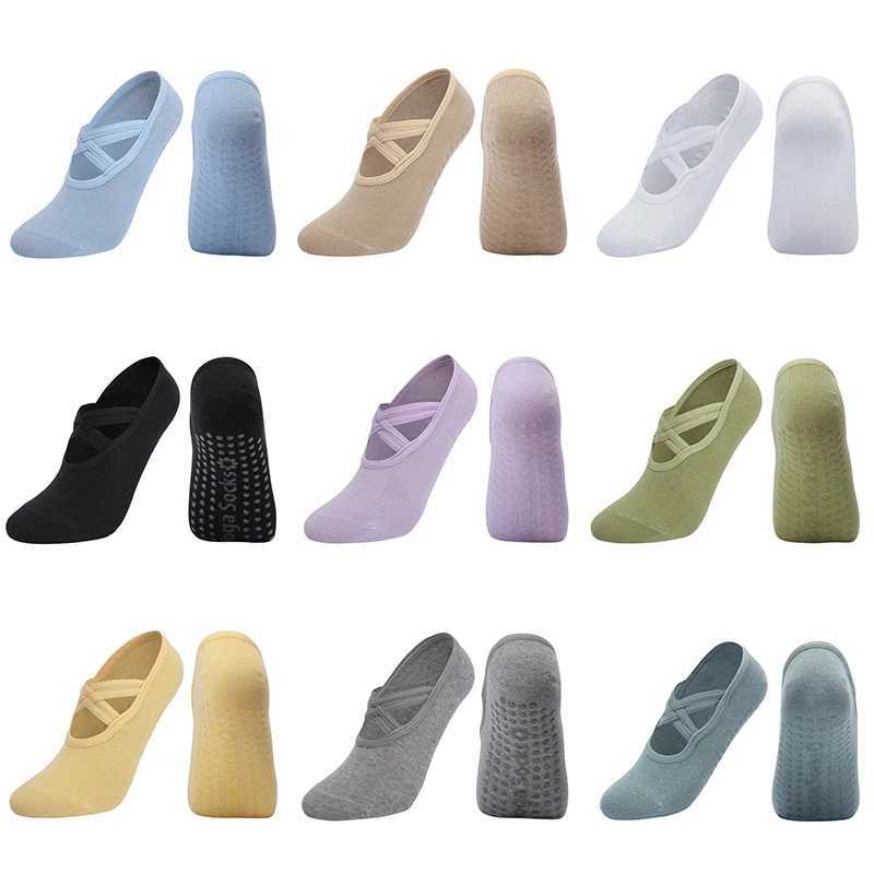 Women Anti-slip Bandage Yoga Socks Breathab Cotton Ladies Fitn Pilates Indoor Socks ss Balt Dance Sports for GymXJ241125