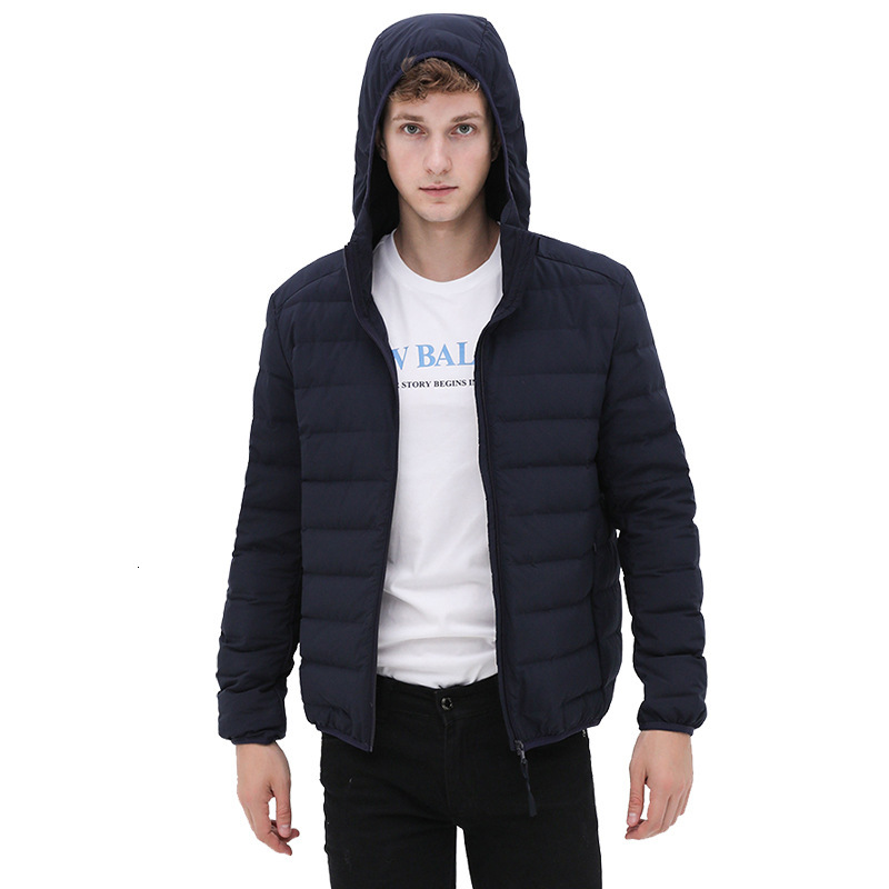 2025 new lightweight down men's hooded seamless one-piece woven jacket plus size
