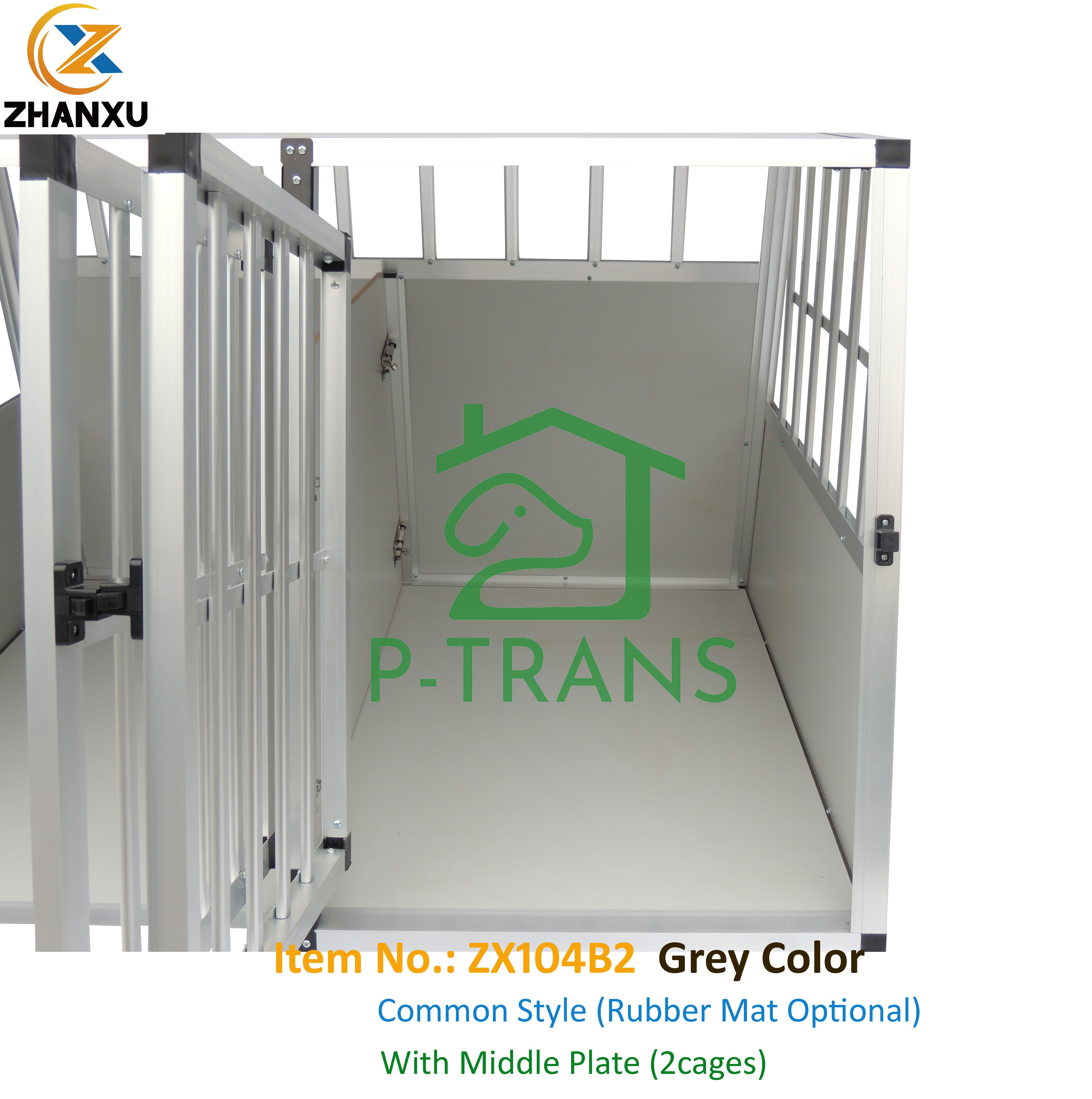 Dog Transport Box Aluminium Travel Car Cage ZX104B2-G-BL