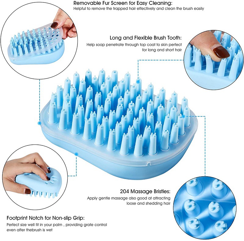 Pets Brush For Bath Dog Cat Massage Brush Grooming Comb Soft Rubber Pets Fur Hair Removal Comb