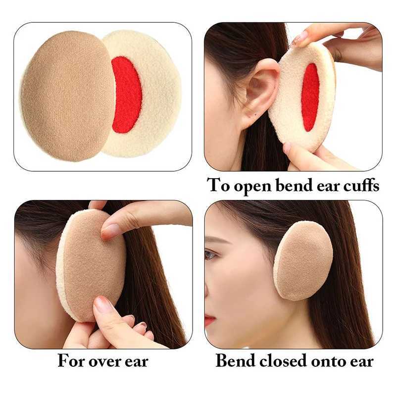 Neutral winter strapless earmuffs for windproof and warm womens classic solid fluffy wool outdoor protective earmuffs W241126