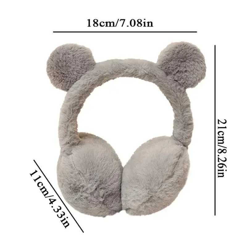 Cute Bear Ears Foldable Ear Muffs Fur Winter Headphones Earmuffs Windproof Outdoor Ear Warmer Fluffy Ear Cover for Women MenXJ241126