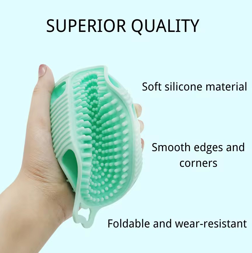 Double-sided Silicone Pet Bath Comb Brush Soothing Massage Rubber Comb Handle Dog Bath Brush for Long Short Haired Dogs and Cats
