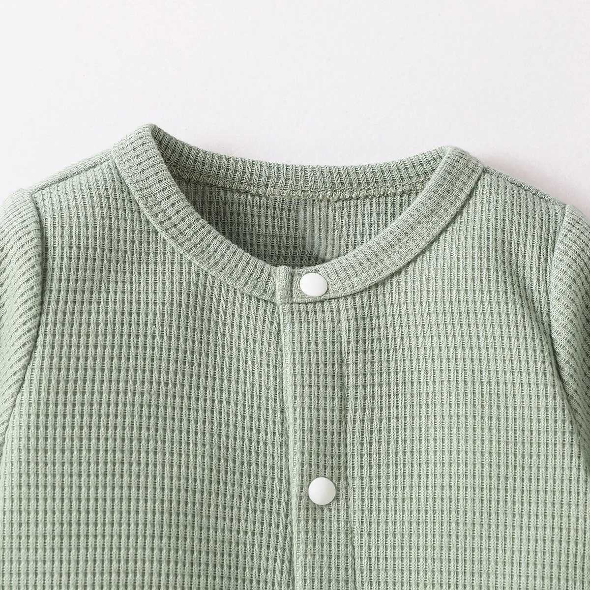 Clothing Sets Baby Boys Fall Long Sleeve Solid Single Breasted Green Casual Daily Jumpsuit Newborn-6M H241126