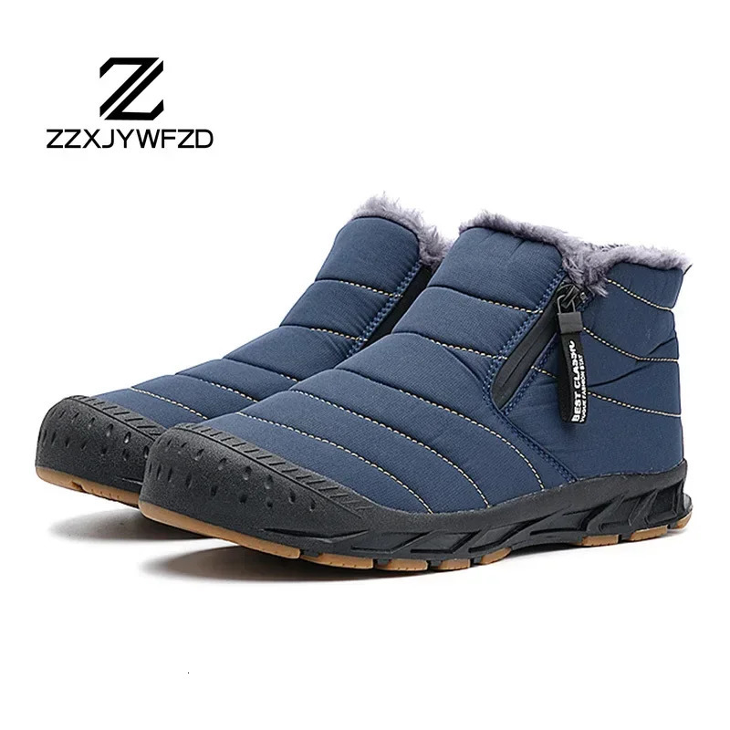 Mens snow boots large-sized warm fur winter mens shoes plush ankle boots unisex outdoor casual sports shoes durable and non slip boots 241126