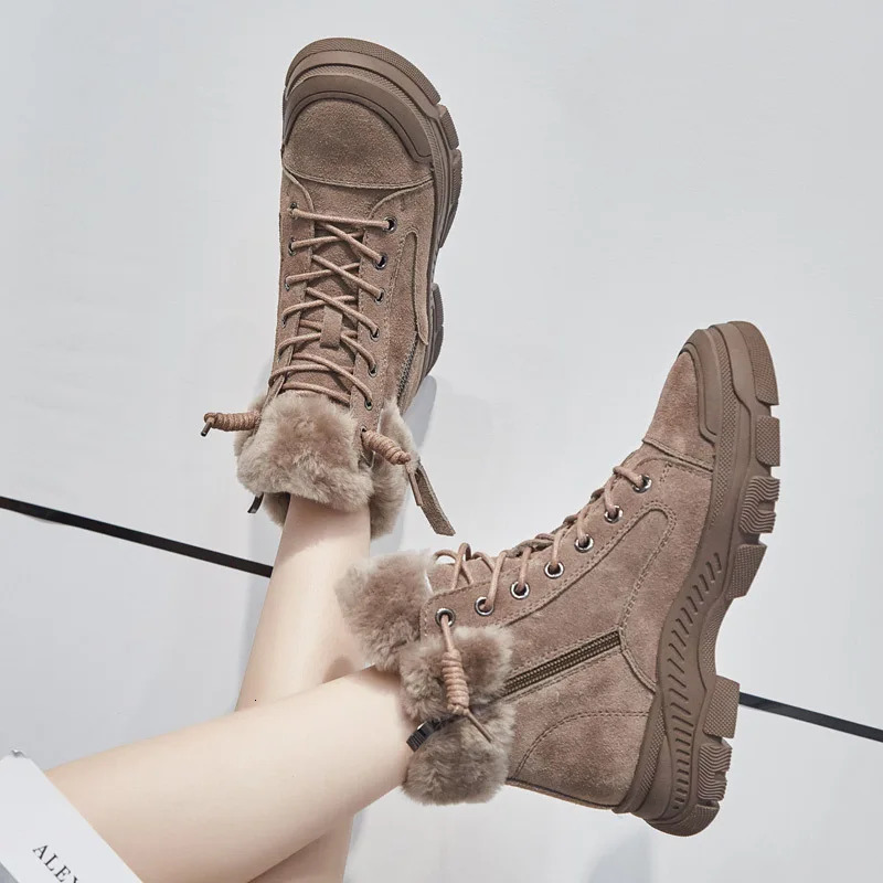 GKTINOO 2024 Winter Shoes Women Snow Boots Thick Sole Warm Plush Winter Shoes Genuine Leather Suede Women Ankle Boots Sneakers 241126
