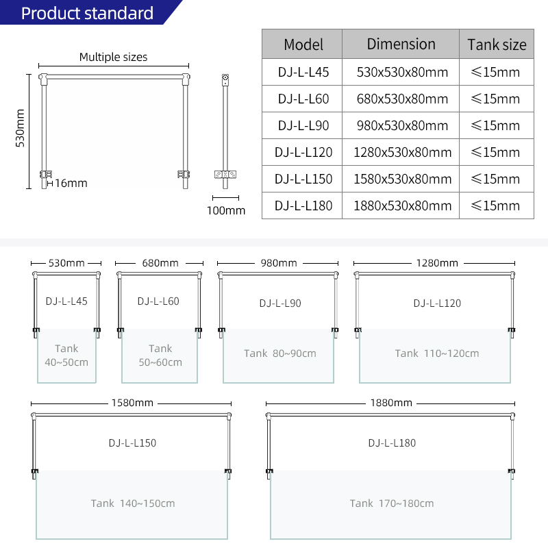 WEEKAQUA DJ-L-L120 Aquarium Light Hanging Stand Holder Metal DIY Aquarium Light Stand For Fish Tank Plant Lamp