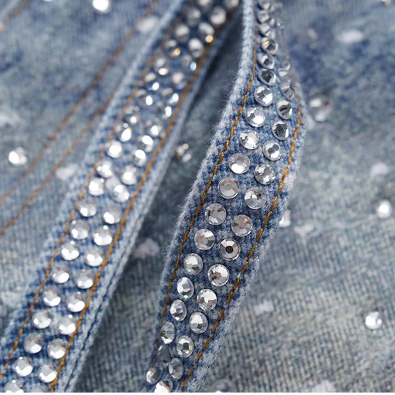 PFNW niche melt rhinestone printed washed jeans with belt casual and loose mens straight Trouser 12C1812 241125