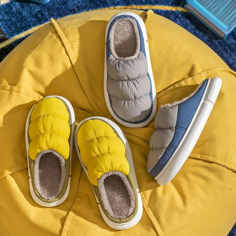 fashion plus size 48 49 winter waterproof mens warm slider womens couple plush slider home anti slip shoes outdoor apartment 241126