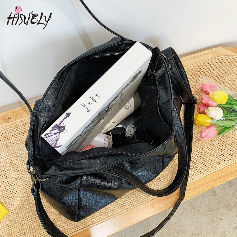 Black Tote Bag Large Capacity Hobo Shoulder Bags for Women Shopper Lady Travel Quality Soft Leather Crossbody Handbags Bolsa 241125