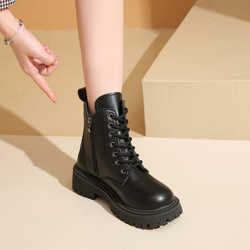 Quality Platform Boots Winter Warm Womens Boots Fashion Round Mid-heels Shoes Korean Versitile Side Zip Lady Shoes Botas 241114
