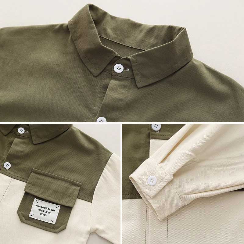 Clothing Sets Spring Autumn Children Clothing Set Baby Boys Patchwork Lapel Shirt + Cargo Pants 2Pcs for 1-5 Years Kids Casual Tracksuit H241126