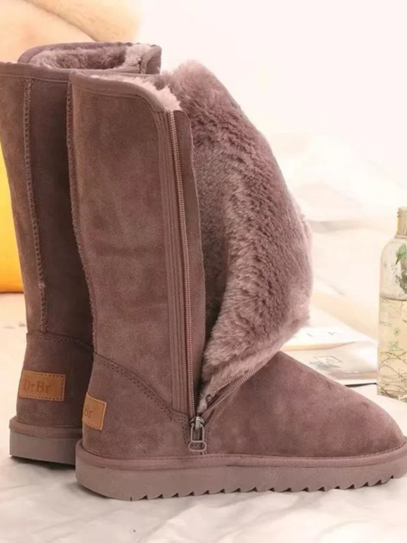 Women Classic Ladies Girls Winter Snow Boots 2024 Waterproof Warm Genuine Leather Fur Australia Plus Velvet Knee High Winter 241126