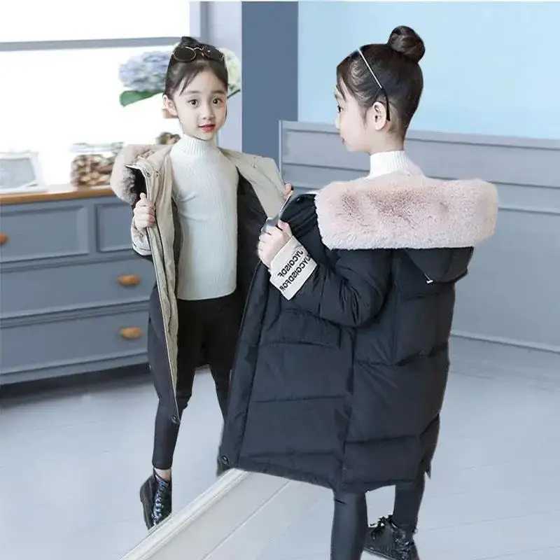 Down Coat 2024 new brand Children Girl Jacket Thick Long Winter Warm Fashion parka Hooded Outerwear Clothes For Kids girls clothing H241123TUDI