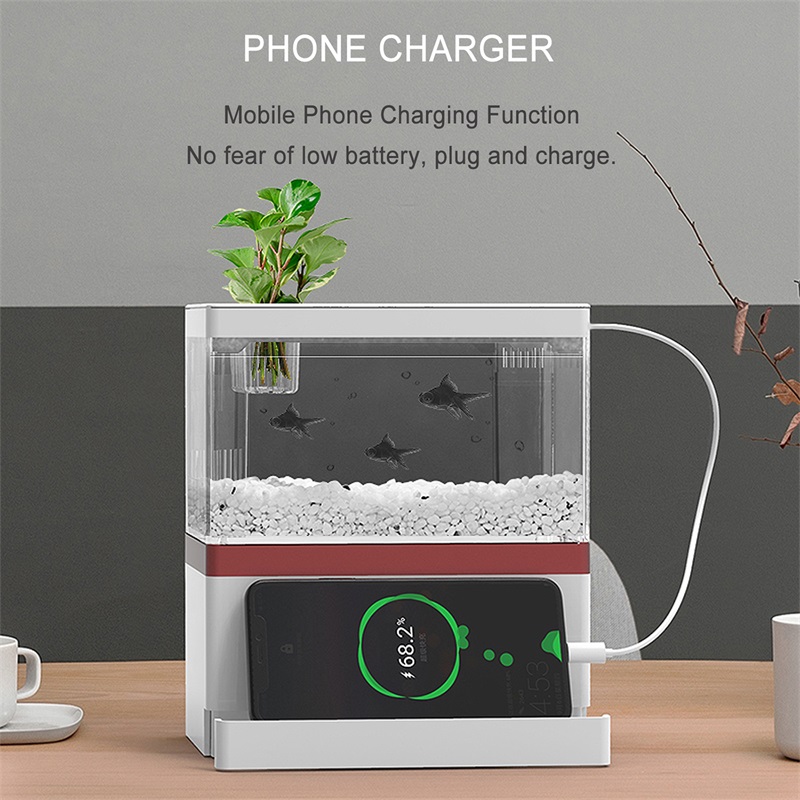 ZAOHETIAN Mini Fish tank Desktop Small Aquarium Acrylic USB home use small fish tank