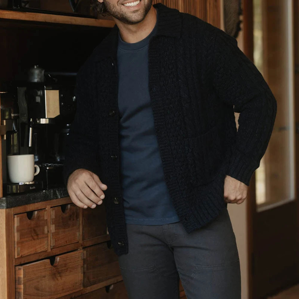 Mens Y2K Jacket Twisted Knitted Open Skirt Unisex Sweater Autumn/Winter Fashion Casual Loose Retro Simple Breathable Jacket 241125