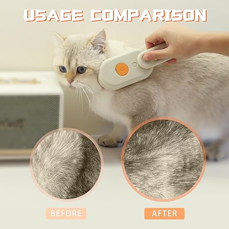 OF 2024 New Design Self Cleaning Pet Hair Removal Spray Massage Comb 3 In1 Steamy Pet Hair Brush