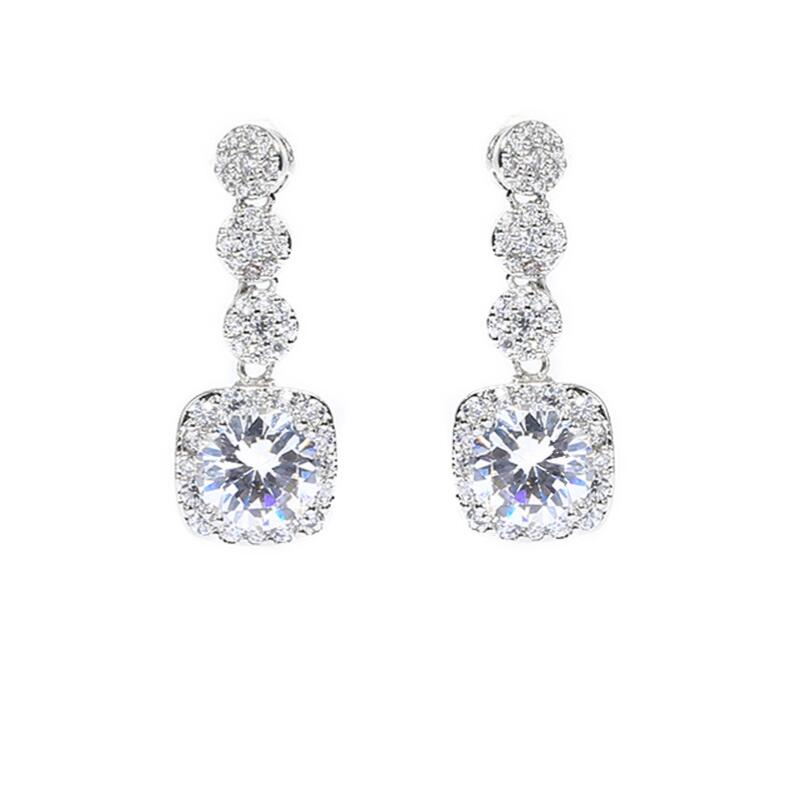 Dangle Earrings: 2024 Sier CZ Dia White Cubic Zircon Jewelry