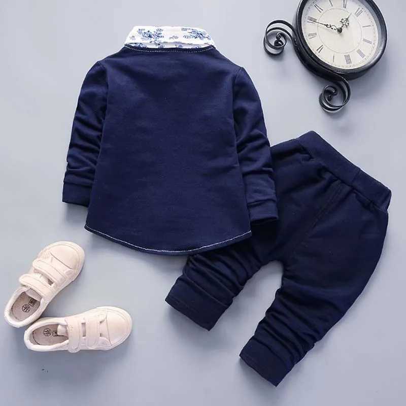 Clothing Sets Spring Autumn Boys Clothes Infant Gentleman Suit Toddler Children Flower Coat Pants 2Pcs Sets Kid Casual Tracksuits For Baby H241126