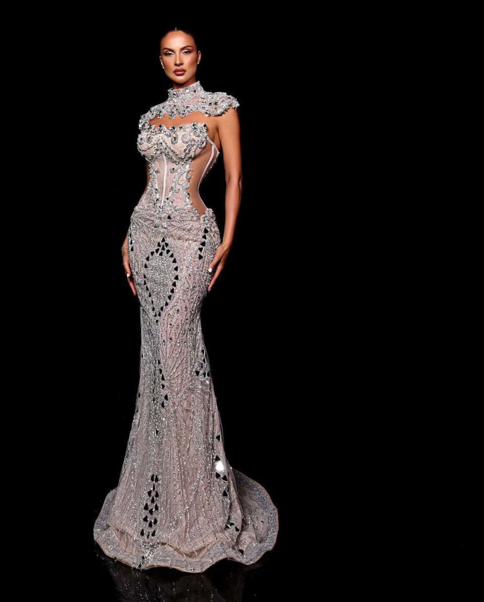 Luxury Crystal Wedding Dresses Beading Bride Gowns Mermaid High Neck Princess Custom Made Illusion Bridal Dress Vestido de novia