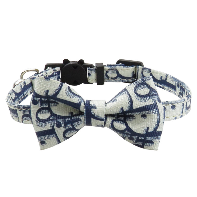 Stocked Wholesale Newest Bow Tie Adjustable Safety Breakaway Pet Collar PU Leather Cat Collar With Bells