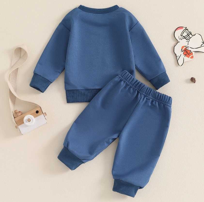 Clothing Sets Baby Boys Fall Outfit Sets Long Sleeve Letter Print Sweatshirt Tops Solid Color Pants Sets Casual Boys Autumn Clothing Set H241126
