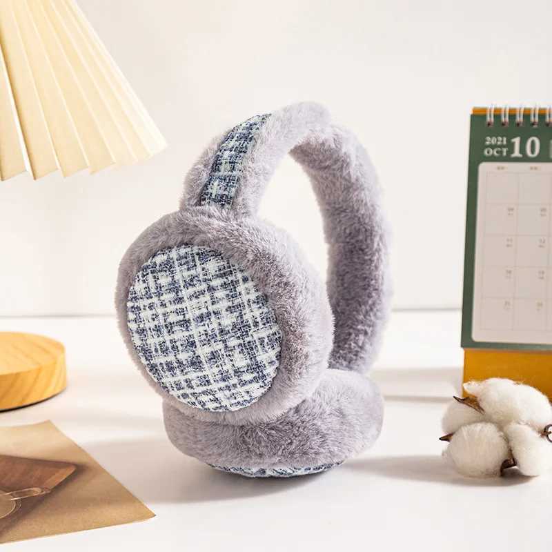 Winter Warm Earmuffs for Men Women Outdoor Ear Protectors Anti-freezing Thickened Foldable Soft Fashion Houndstooth Ear MuffsXJ241126