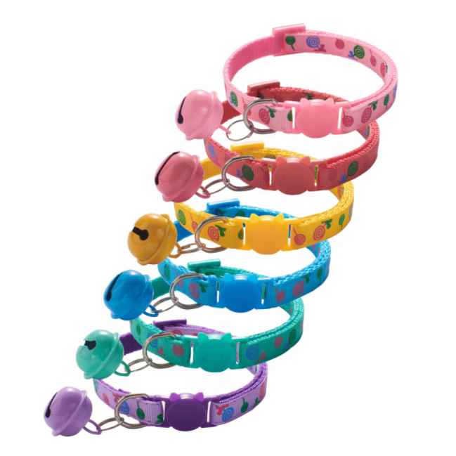 Upgraded Big Bell Hot Selling Printed Cat Paw Design multiple colour adjustable Pet Collar nylon cat dog collar