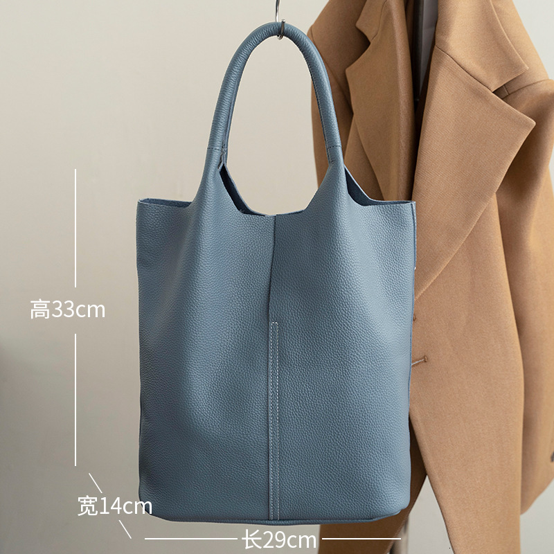 Genuine high-end ladies tote pebble leather simple and versatile soft shopping bag large capaticy