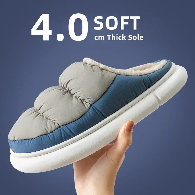 fashion plus size 48 49 winter waterproof mens warm slider womens couple plush slider home anti slip shoes outdoor apartment 241126
