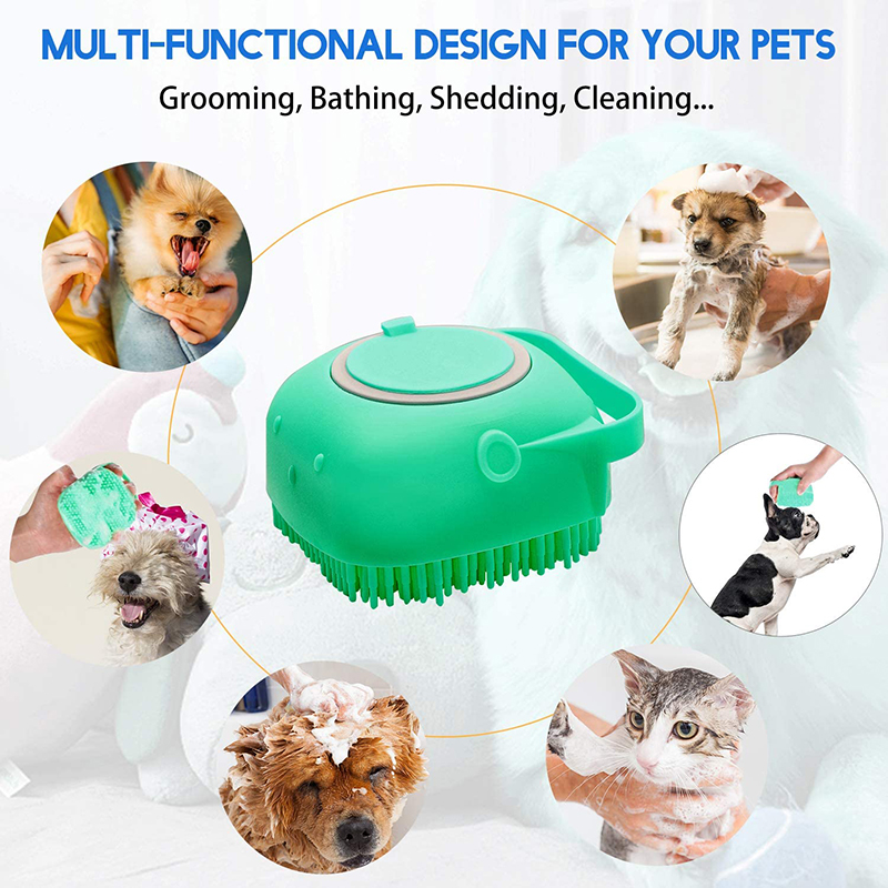 Customize Pet Brushes Cat Silicone Soap Dispenser Bath Brush Dogs and Cats Shower Grooming