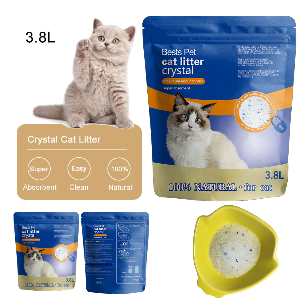 Premium Blue Crystal Cat Litter Absorbs Odors Low Tracking crystal sand Scented Multi-Cat crystal cat litter silica gel