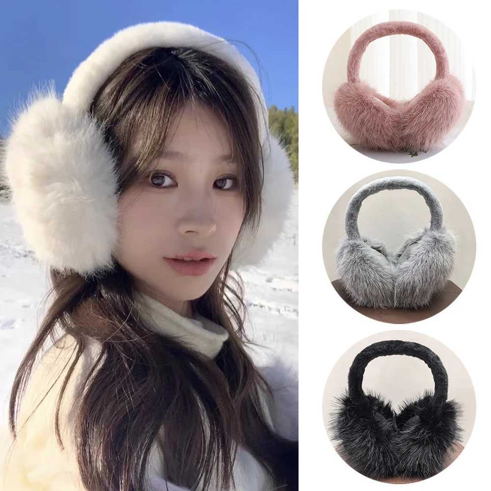 Soft Faux Fur Ear Warmer Winter Earmuffs Women Solid Color Plush Earfl Outdoor Cold Protection Ear-Muffs Ear Cover OrejerasXJ241126