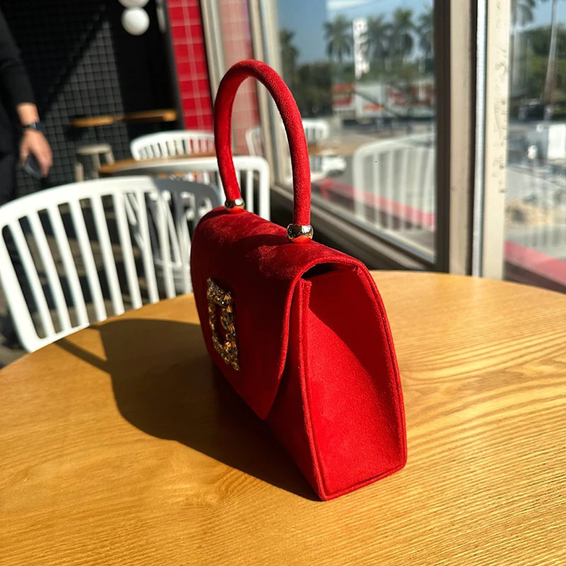 Womens Handbag Velvet Allmatching Evening Bag Shiny Rhinestone Party Crossbody with Chain Elegant Shoulder 241125