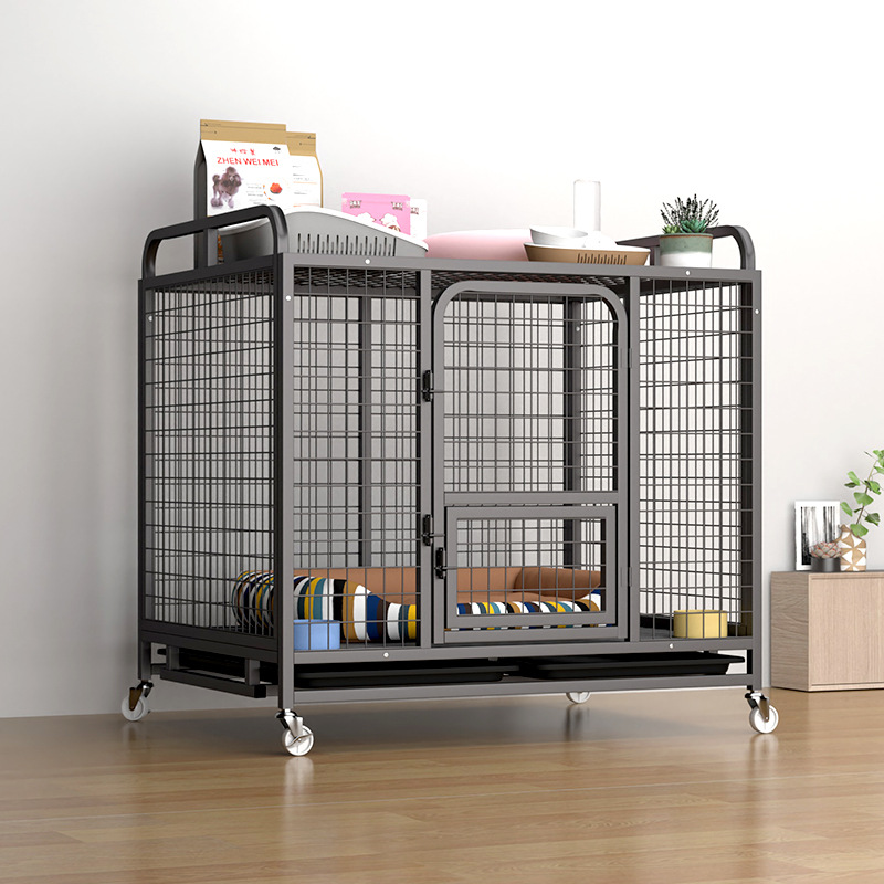 Single layer double door collapsible customizable heavy duty transport cage dog for sale cheap dog cage with wheels