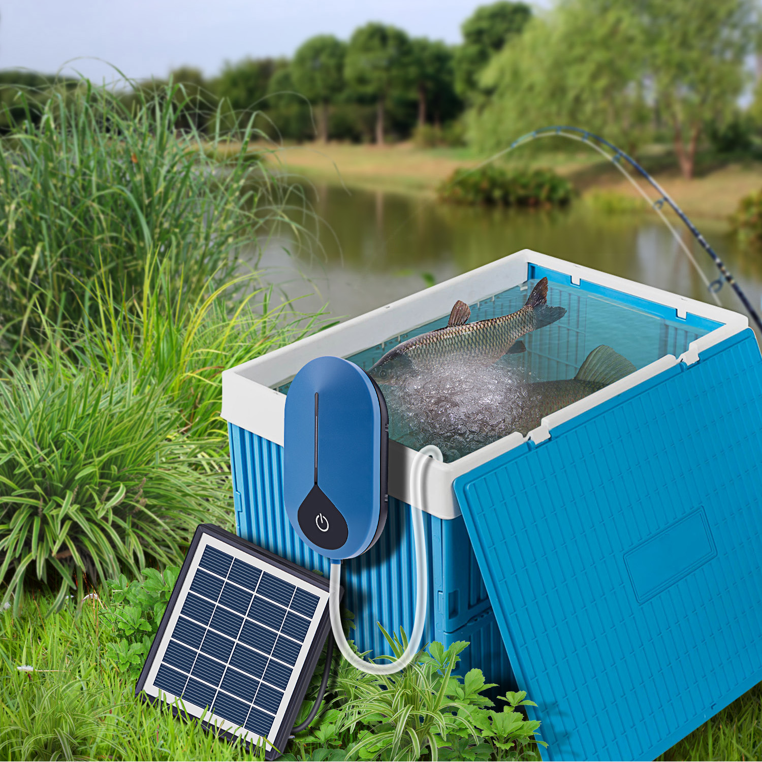Outdoor Fishing Good Helper 6V Solar Panel Powered Low Noise Mini Portable Oxygen-offering Kit Auto Air Pump