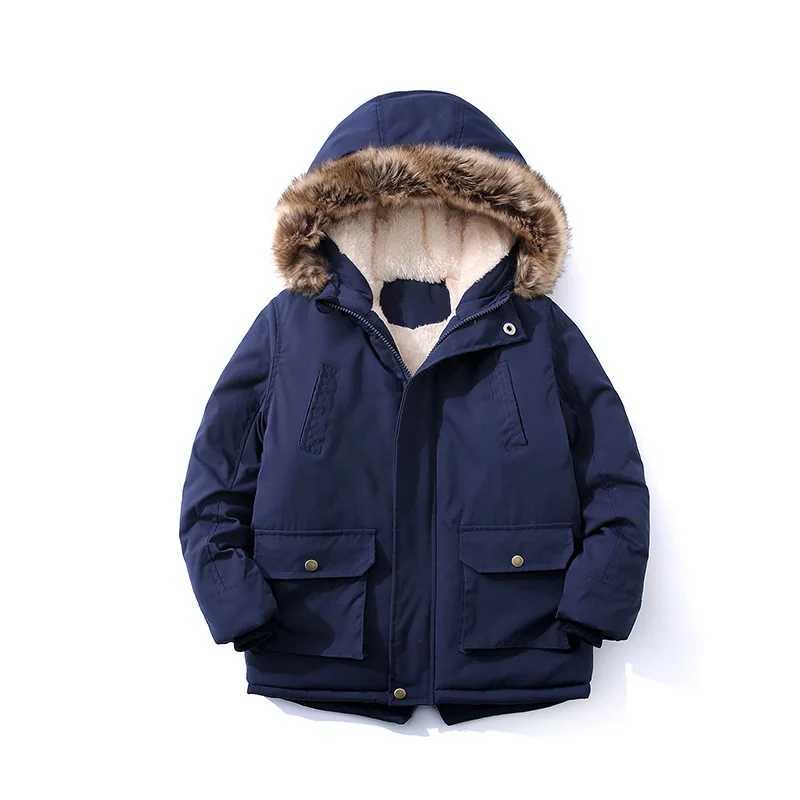 Down Coat New Boys Jacket 3-8 Years old Resist The Severe Cold Heavy Thick Plus Velvet High Quality Long Hooded For Kids Windbreaker H241123