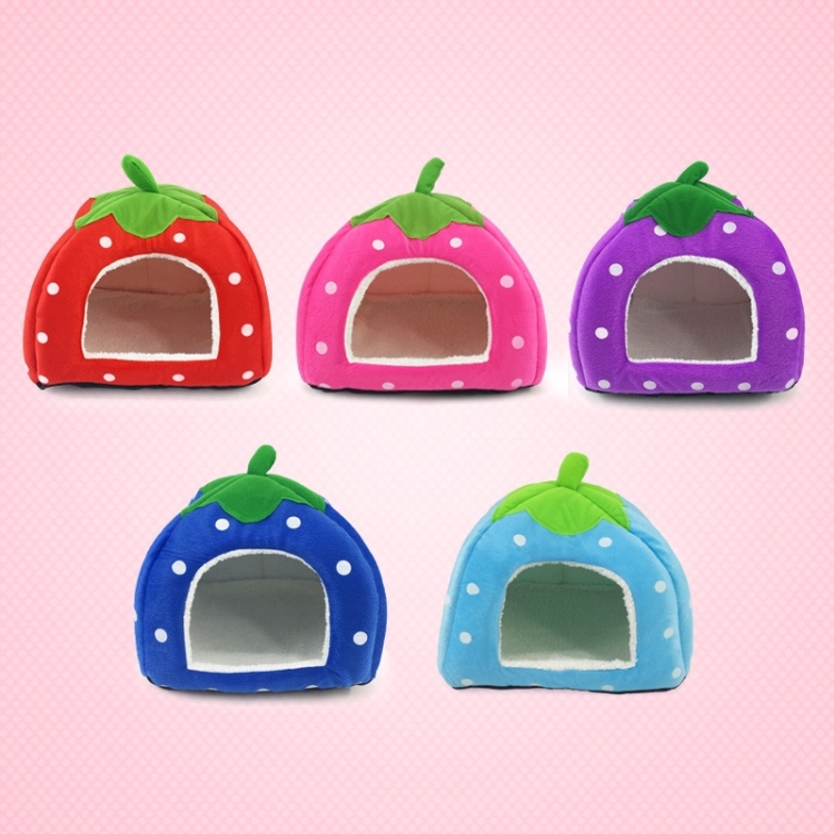 Strawberry Shaped Foldable Pet House Four Seasons Semi-Enclosed Multi-Specification Dog Mat Short Plush Pet House Nest
