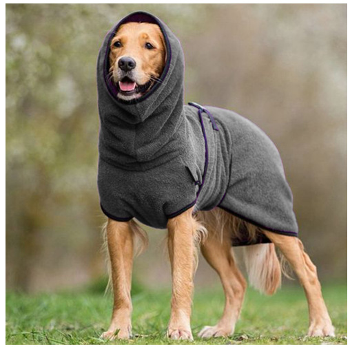 Hot Selling Cashmere Cotton Four Seasons Purple Blue Gray Pet Clothing Coat With Hat To Keep Labrador Large Dogs Warm