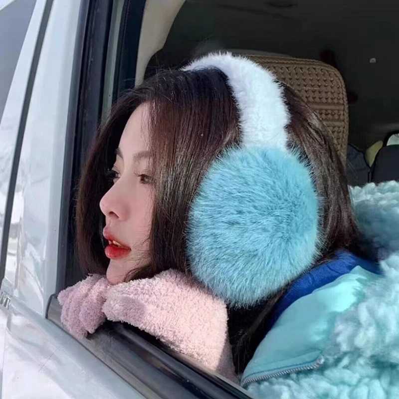 Solid color soft plush earmuffs warm winter earmuffs fashionable earmuffs outdoor cold protection earmuffs foldable earmuffs W241126