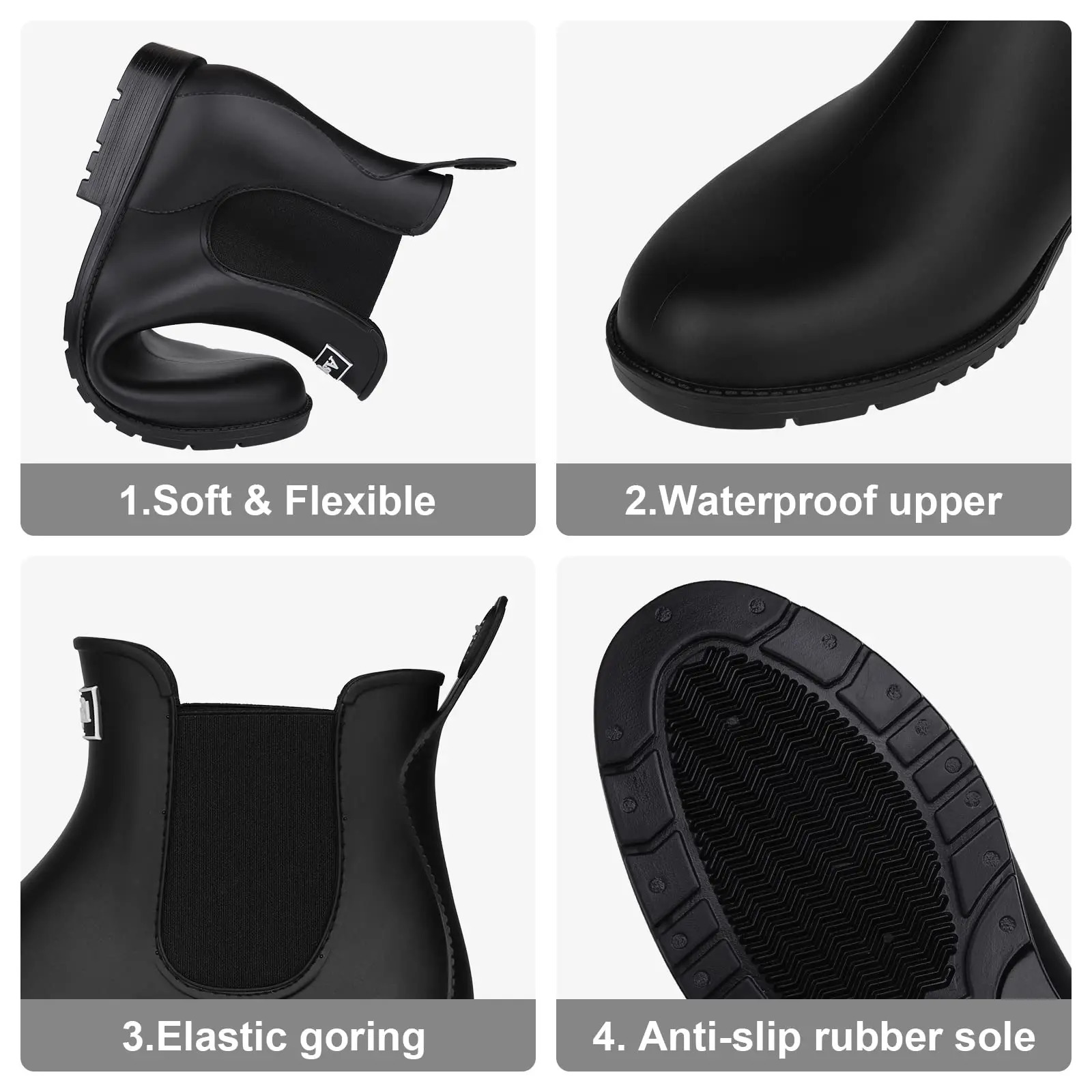 Comwarm Non slip Womens Rain Boots Non slip Home Shoes Four season Outdoor Rain Boots Womens Rubber Mid step Short Boots 241126