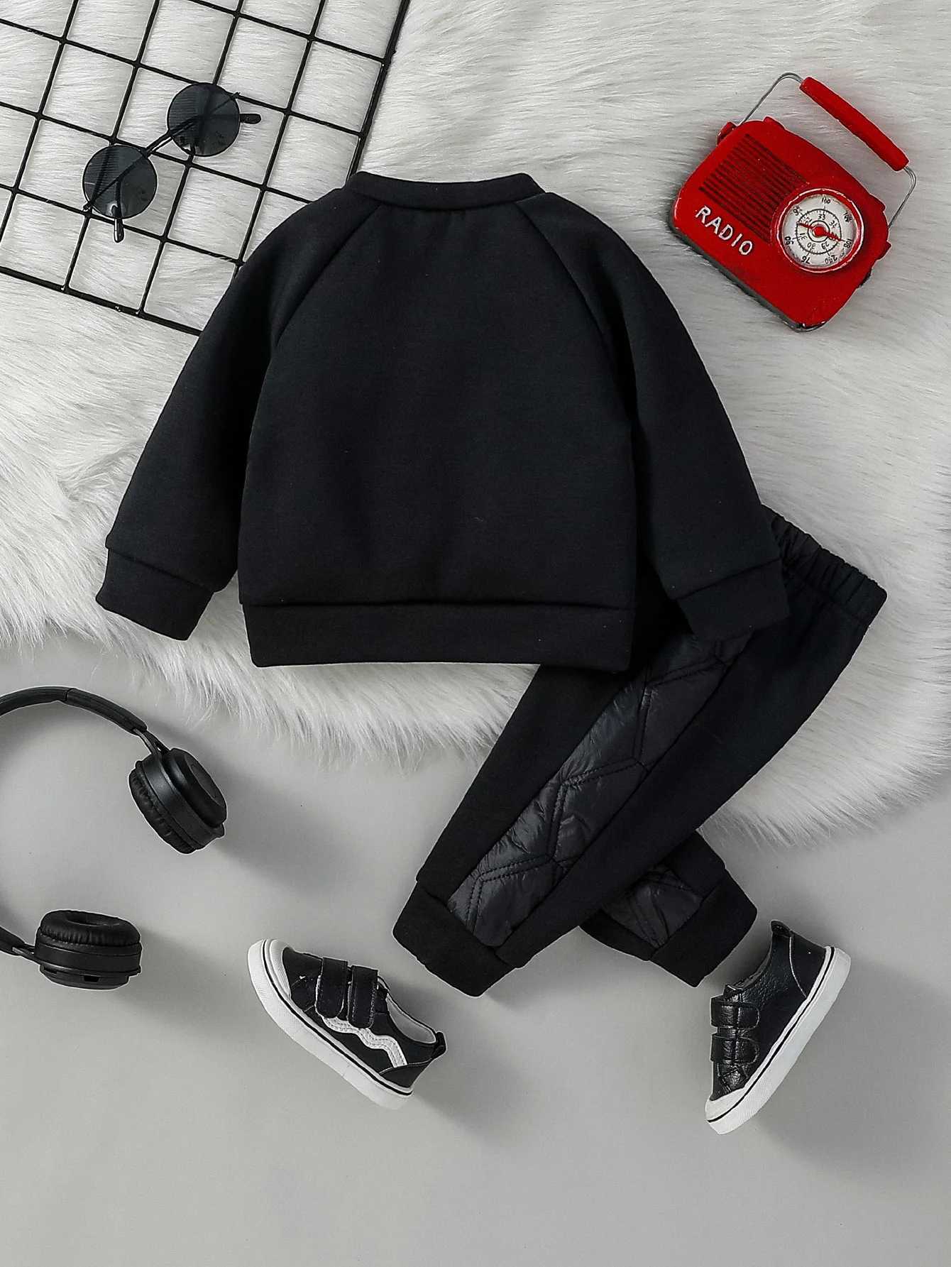 Clothing Sets Baby Set Boys Fall/Winter Soild Sweatshirt +Trouser For Casual Daily Wear Pantsuit Clothing 2pcs 1-3Y H241126