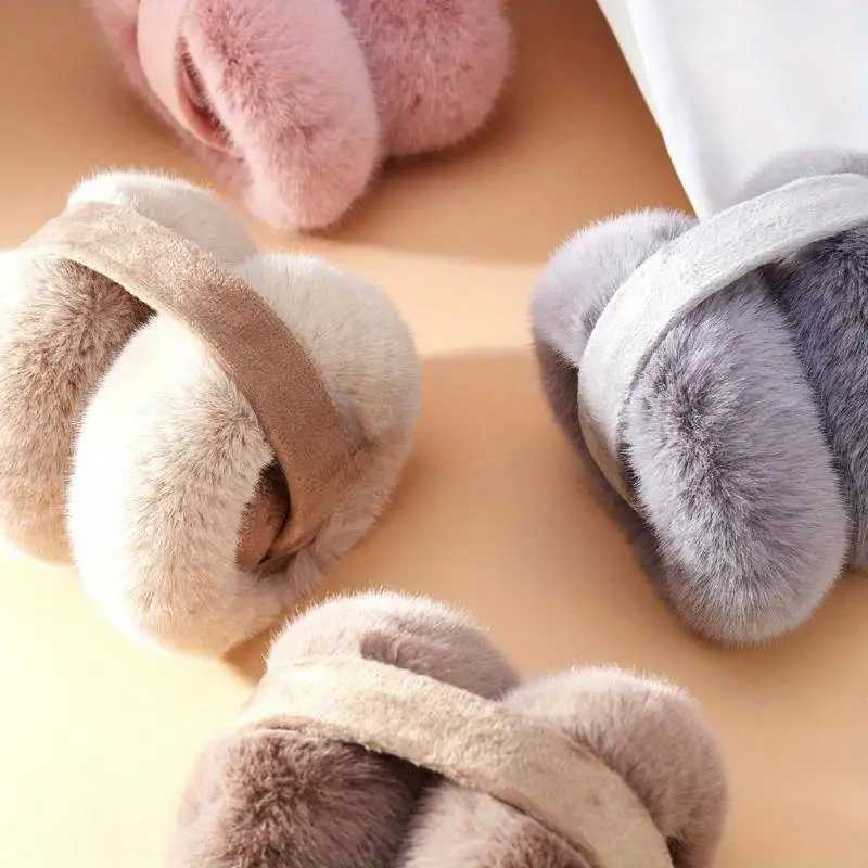Winter warm folding earmuffs solid color thick earmuffs anti cold plush earmuffs W241126