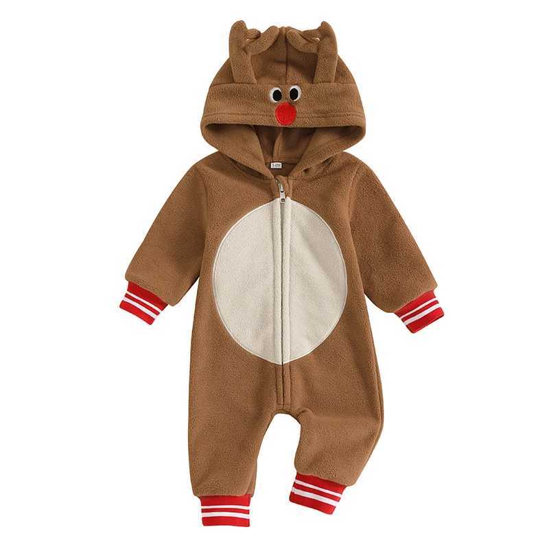 Clothing Sets Adorable Baby Reindeer Rompers Christmas Outfit Newborn Infants Boys Girls Long Sleeve Zip-up Hooded Jumpsuits for 0-18Months H241126