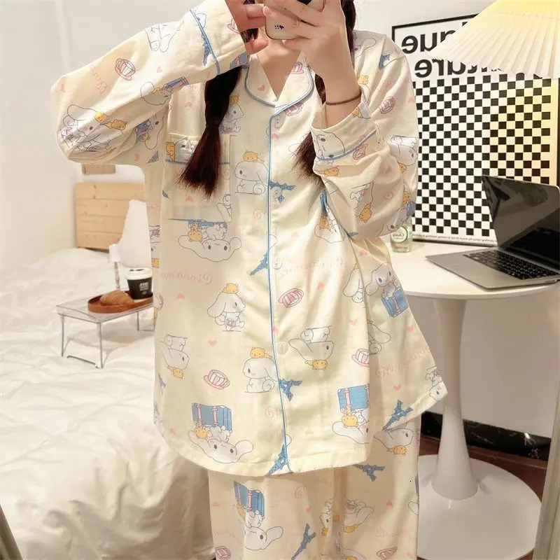 Womens clothing long sleeved long pants pajamas autumn and winter high-end Qianniao grid comfortable womens two-piece set 241126