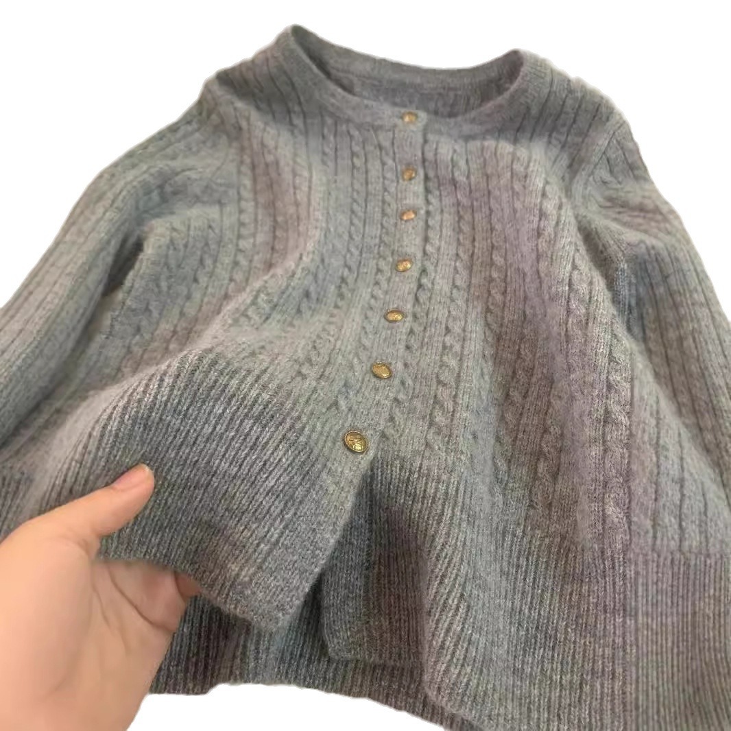 new women's round neck cashmere sweater pure wool cardigan autumn winter sweater cardigan sweater coat women
