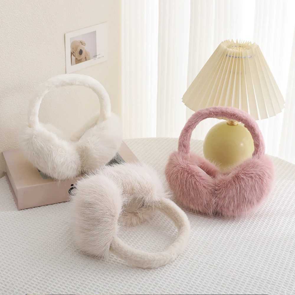 Soft Faux Fur Ear Warmer Winter Earmuffs Women Solid Color Plush Earfl Outdoor Cold Protection Ear-Muffs Ear Cover OrejerasXJ241126