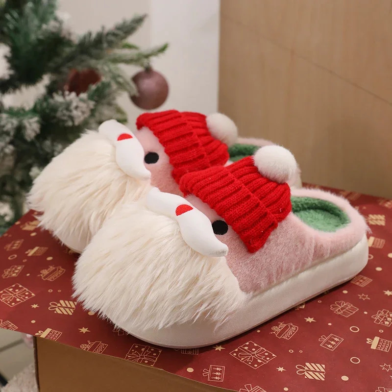 Women Christmas Slippers Ladies Fall Winter Outdoor Cotton Non-slip Shoes Female Comfort Party Santa Claus Slipper 241126